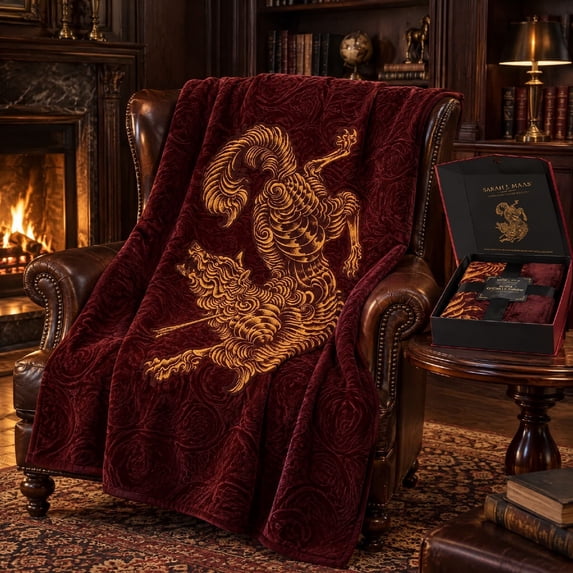 Plush Roses Throw Court of Thorns and Roses Soft Chenille Throw, Cozy Plush Blanket for ...