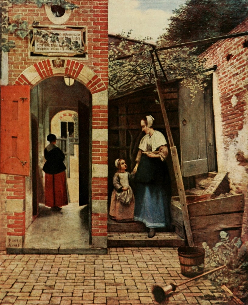 Court of a Dutch house History of Painting 1911 Canvas Art - Peter de Hooch (18 x 24)