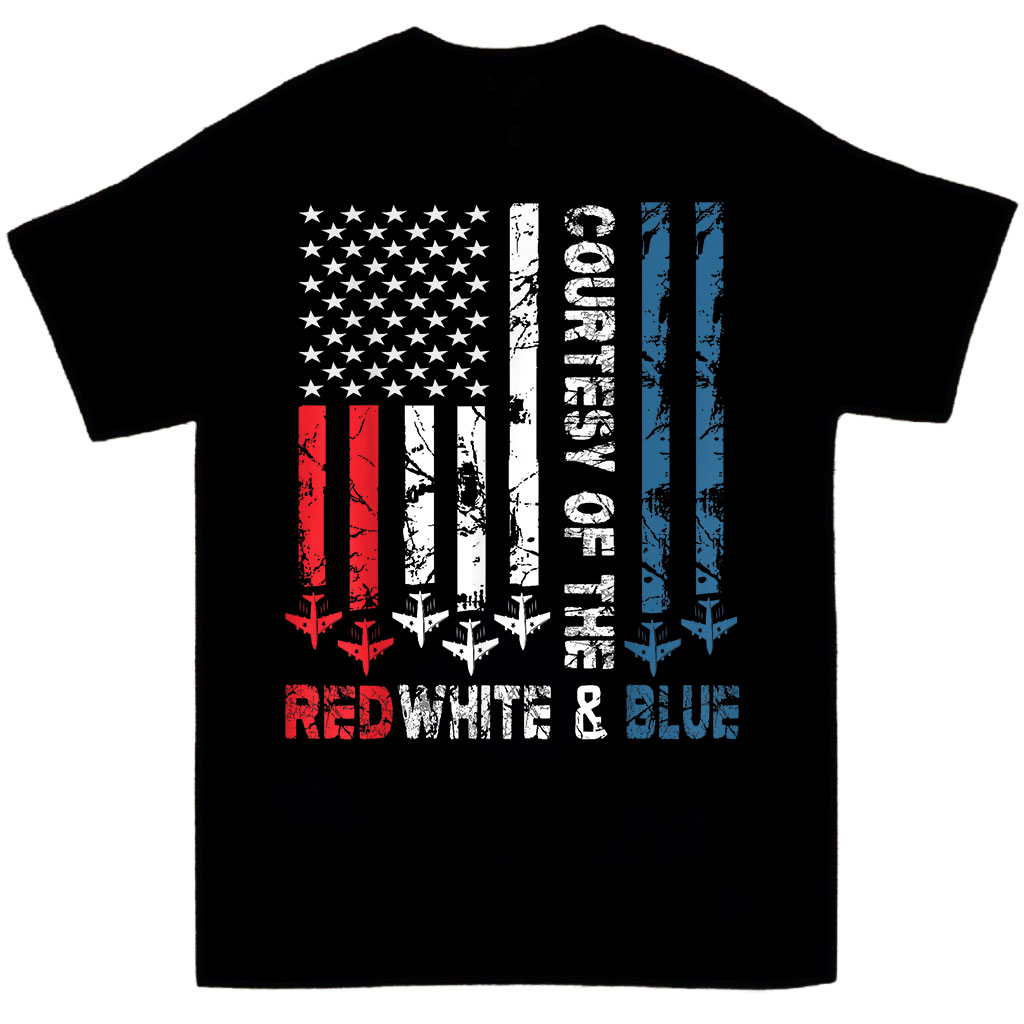 university blue and red shirt