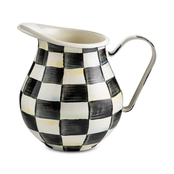 Courtly Check Enamel Pitcher for Serving and Decorating
