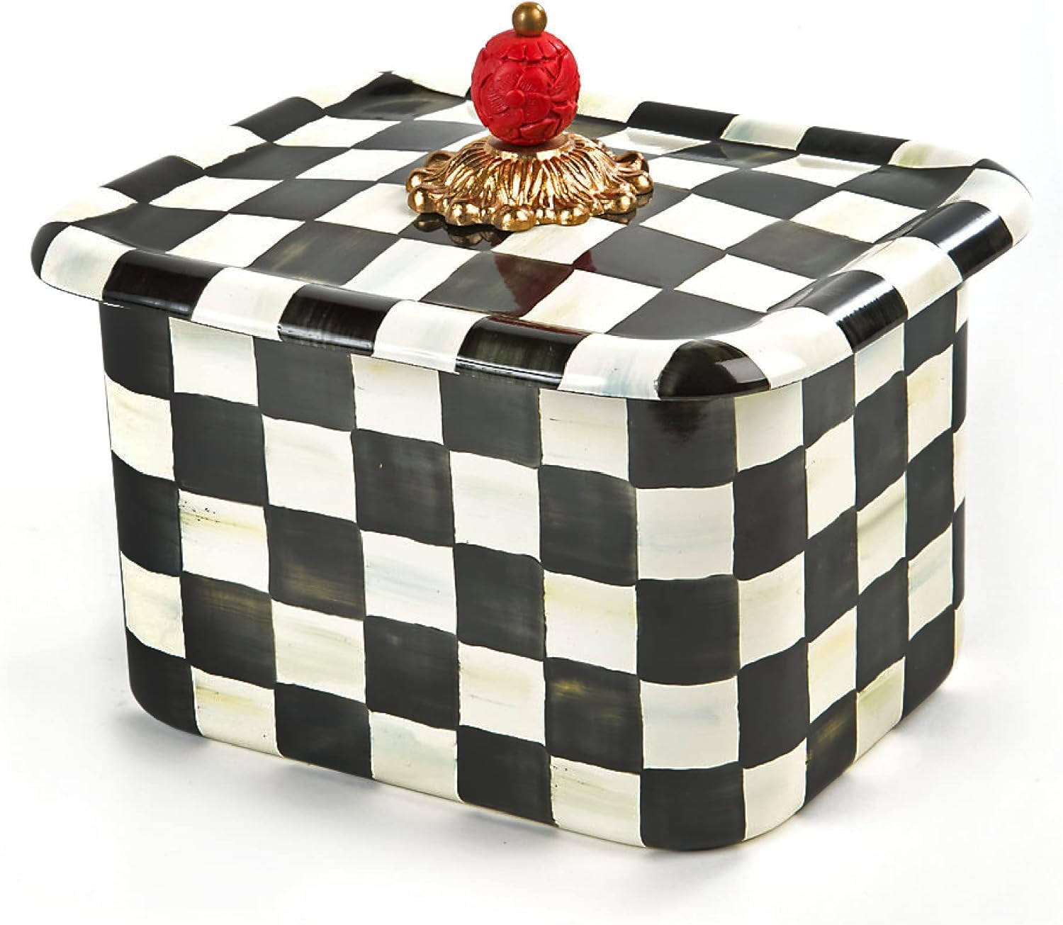 Courtly Check Enamel Recipe Box, Cute RecipeCard Box