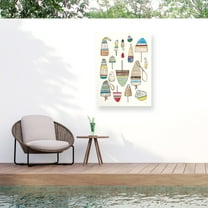 Courtney Prahl 'Lobster Buoys on White' Outdoor Canvas 24x18