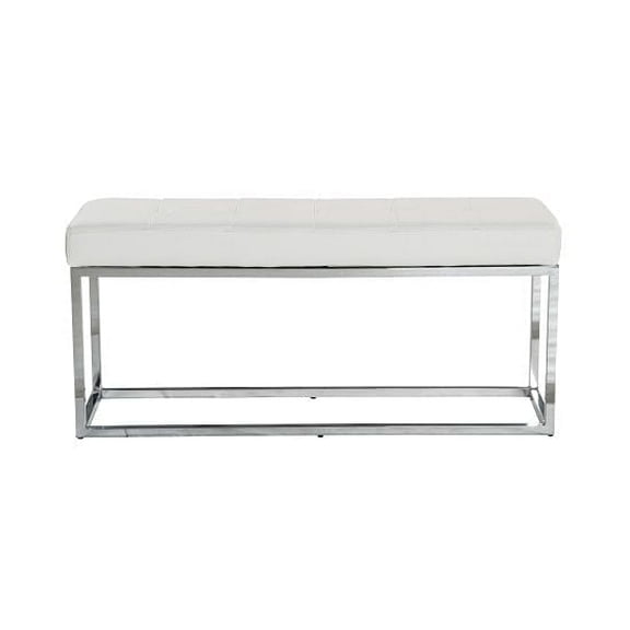 Courtney Upholstered Bench with Stainless Steel Base, White