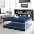 thumbnail image 1 of Posh Living Courtney Velvet Acrylic Ottoman with Nailhead in Blue, 1 of 6