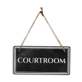 thumbnail image 1 of Courtroom 5" x 10" Hanging Wall or Door Sign | Legal and Court House Rustic Twine Signage, 1 of 5