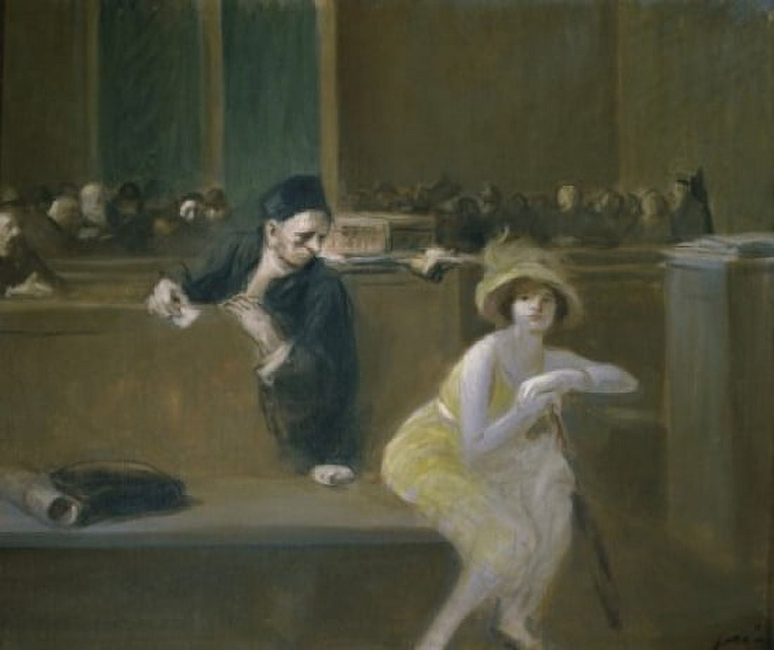 Courtroom Scene (Scene de Tribunal) 19th C Jean Louis Forain (1852-1931French) Canvas Art - Jean Louis Forain (18 x 24)