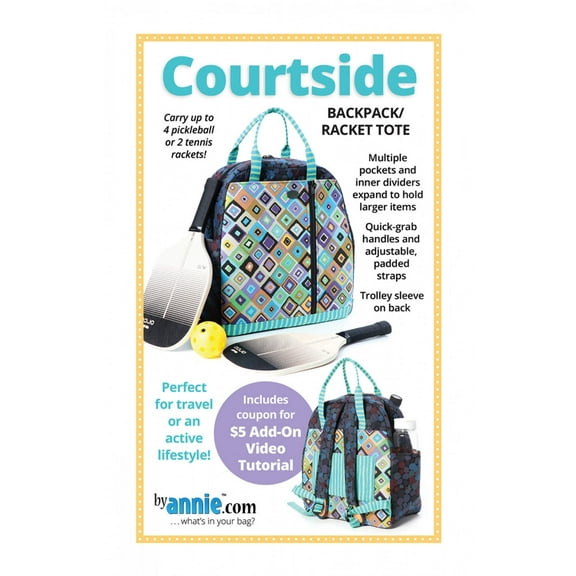 Courtside Backpack/Racket Tote Sewing Pattern by Annie Unrein for ByAnnie