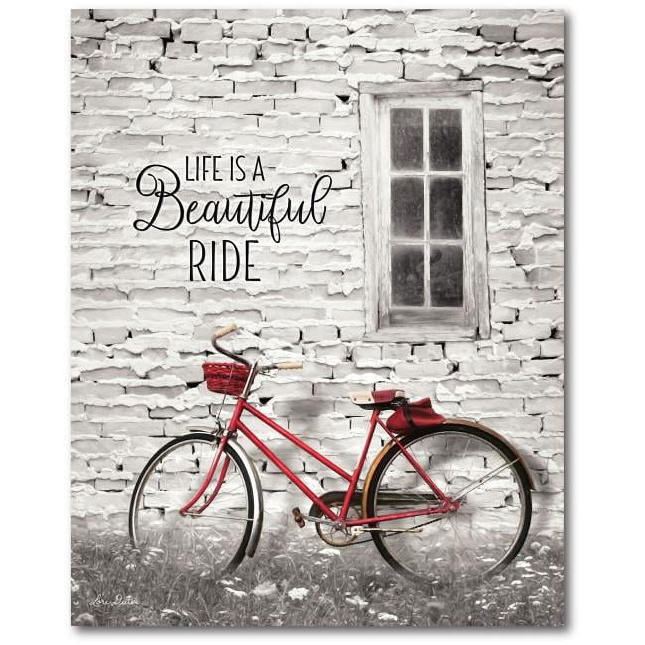 Life is a Beautiful Ride Red Bicycle Canvas Wall Art