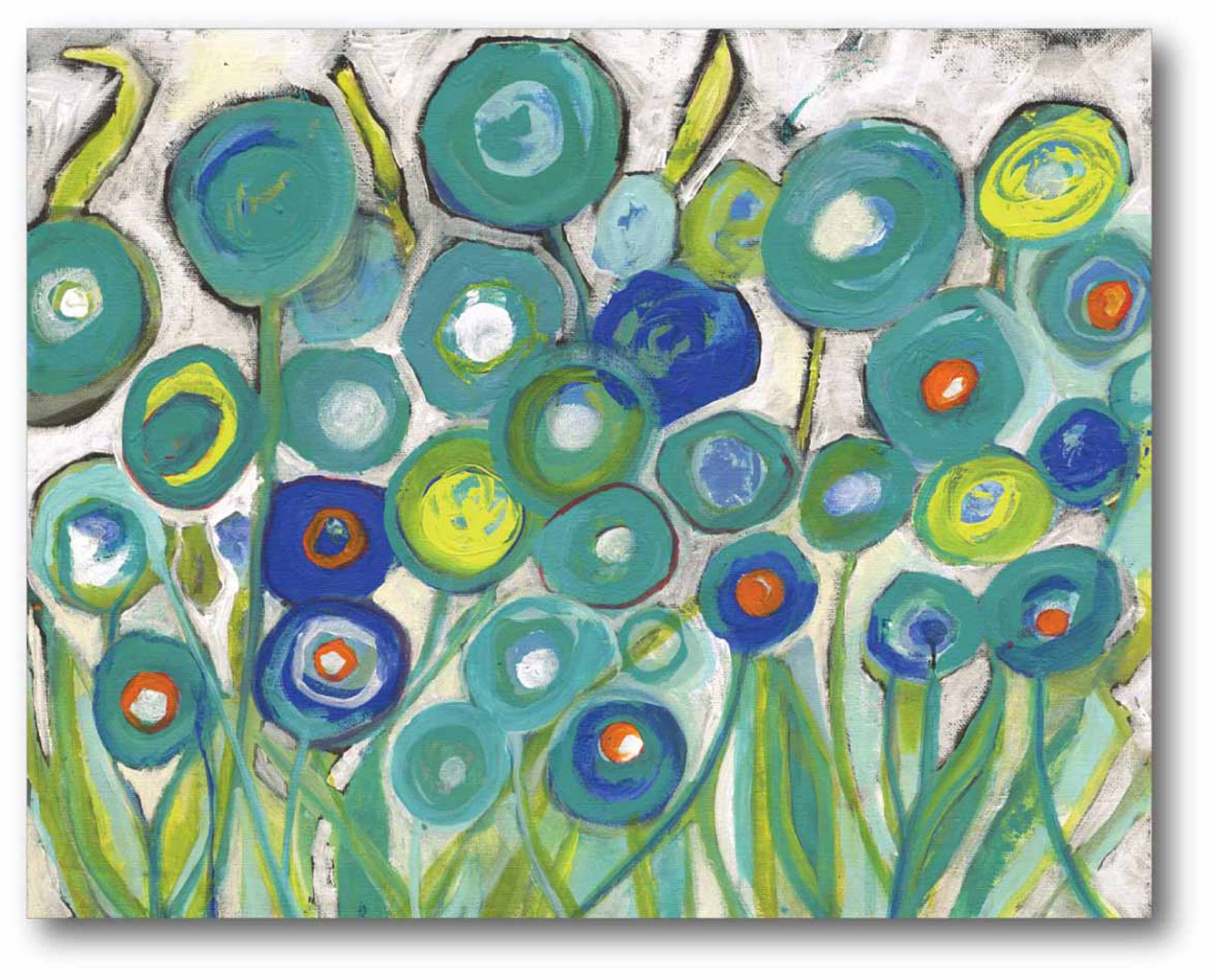 Courtside Market Aqua Floral II Gallery-Wrapped Canvas Wall Art, 16x20