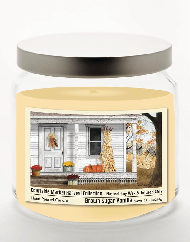 Courtside Market Autumn Porch 12.8 oz Soy Wax Candle in Glass Jar with Silver Lid