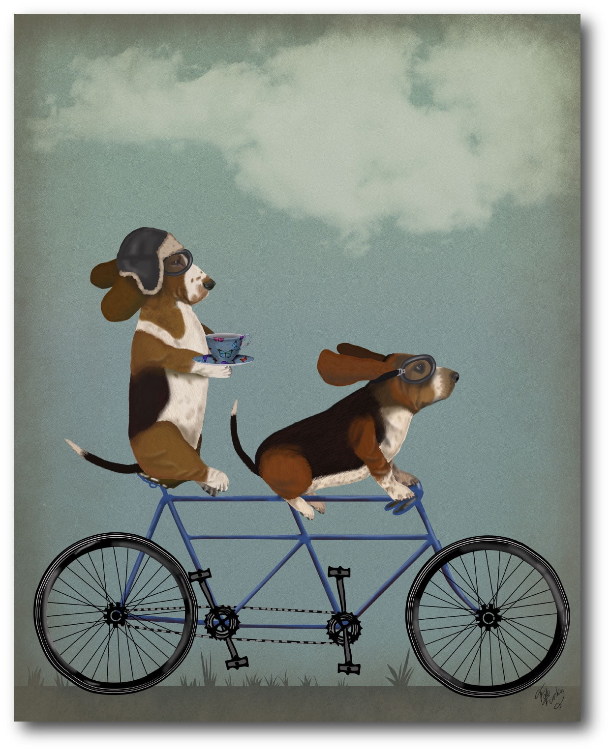 Courtside Market Basset Hound Tandem Gallery-Wrapped Canvas Wall Art, 16x20