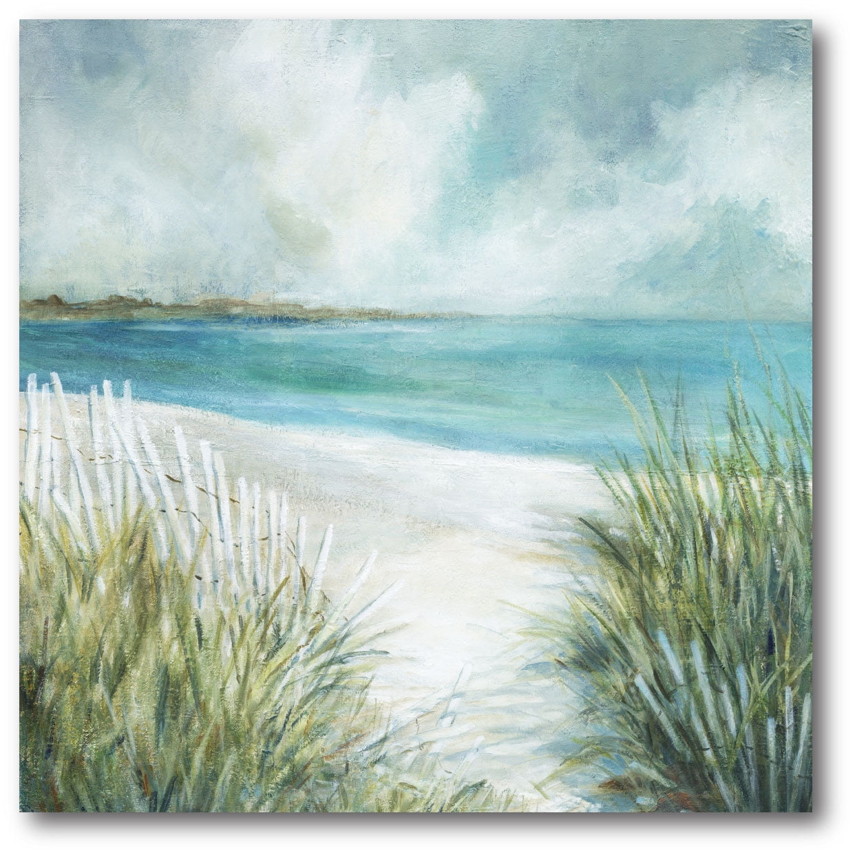 Coastal Fences 16"x16" Framed Canvas Wall Art