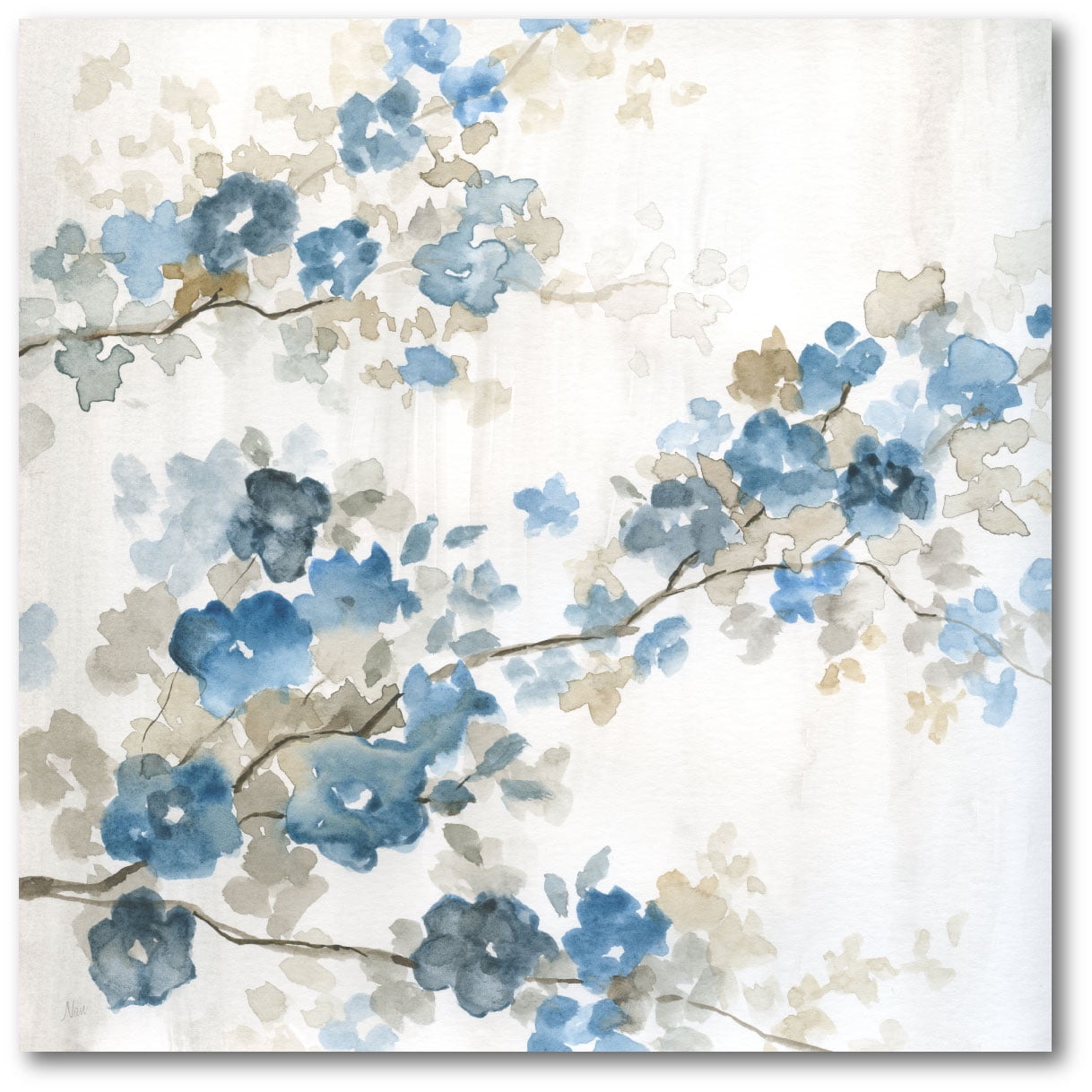 Courtside Market Dogwood in Blue I 16"x16" Gallery-Wrapped Canvas Wall Art