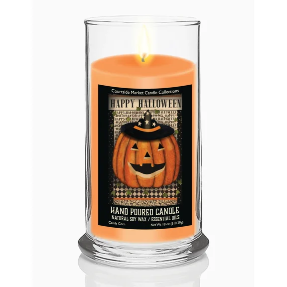 Courtside Market Jack O Lantern Witch Hat Status Candle Glass