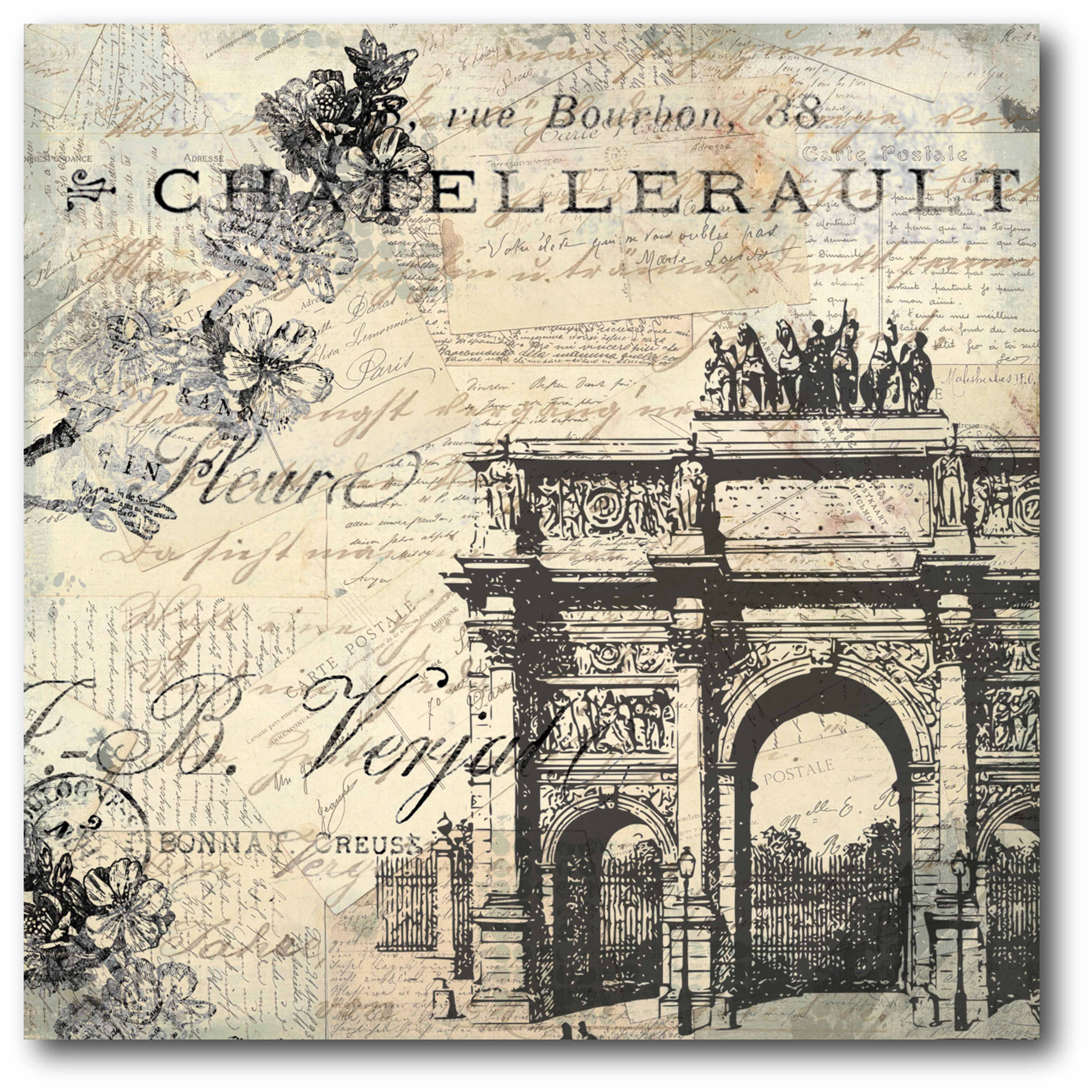 Courtside Market Paris Carte Postale II Gallery-Wrapped Canvas Wall Art, 16x16