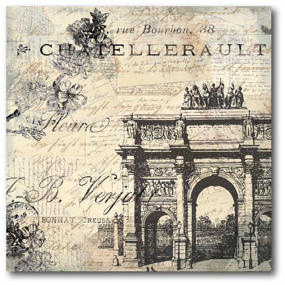 Courtside Market Paris Carte Postale II Gallery-Wrapped Canvas Wall Art, 16x16
