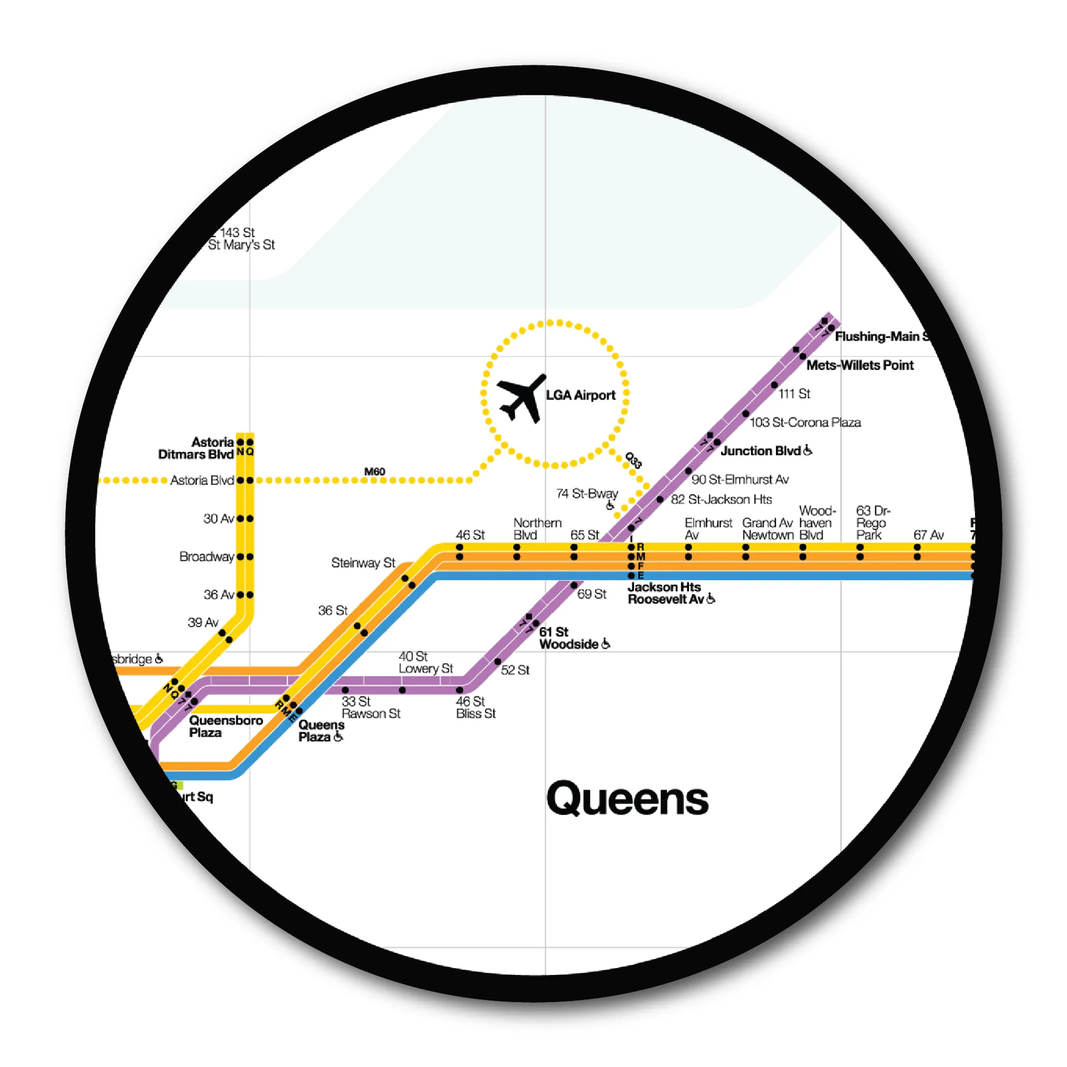 Courtside Market Queens Subway Map Circular Wood Decor