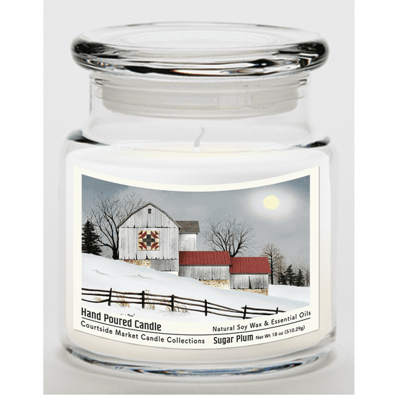 Courtside Market Quilted Barn Candle Glass Jar with Glass Lid
