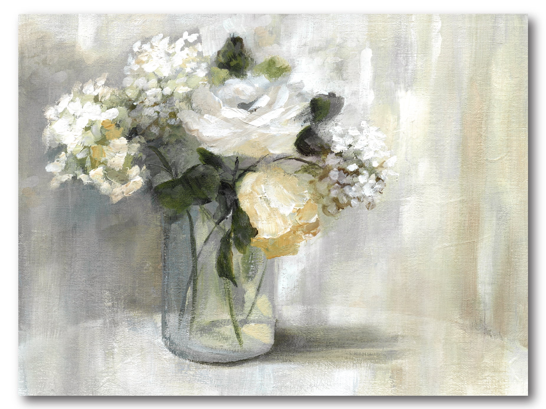 Summer Nuance 16" x 20" Beige and White Canvas Wall Art