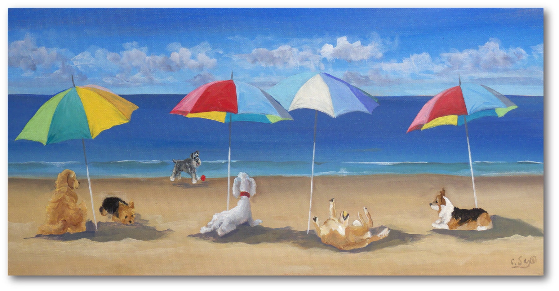 Courtside Market UMBRELLA PAWS 12"x24" Gallery-Wrapped Canvas Wall Art