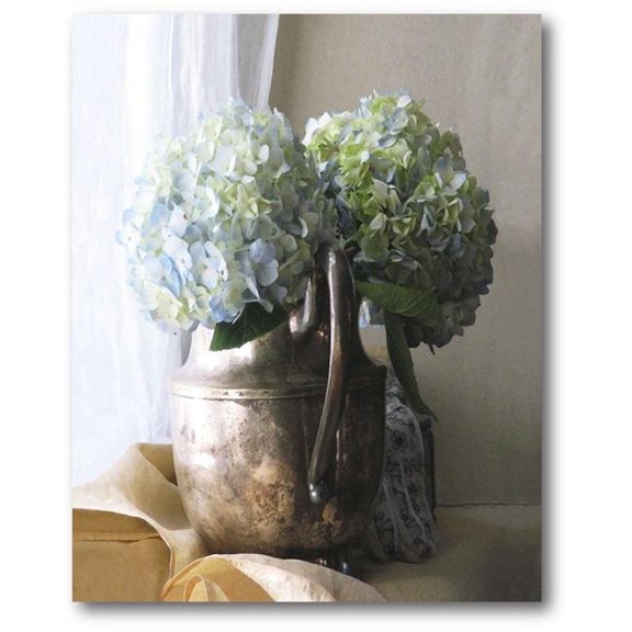 Courtside Market WEB-V118-20x24 20 x 24 in. Silver Picher with Hydrangeas Gallery-Wrapped Canvas Wall Art