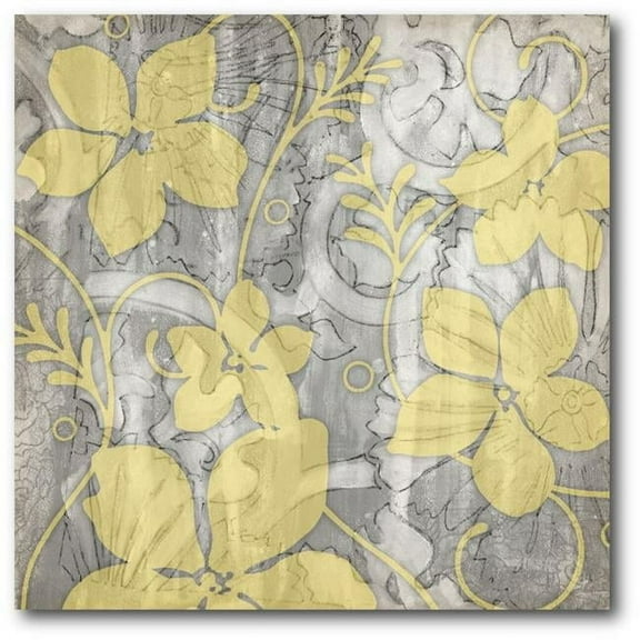 Courtside Market WEB-YG160-30x30 30 x 30 in. Yellow & Gray Flower I Gallery-Wrapped Canvas Wall Art