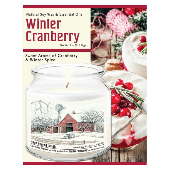 Courtside Market Winter Barn with Mill Candle Glass Jar with Glass Lid