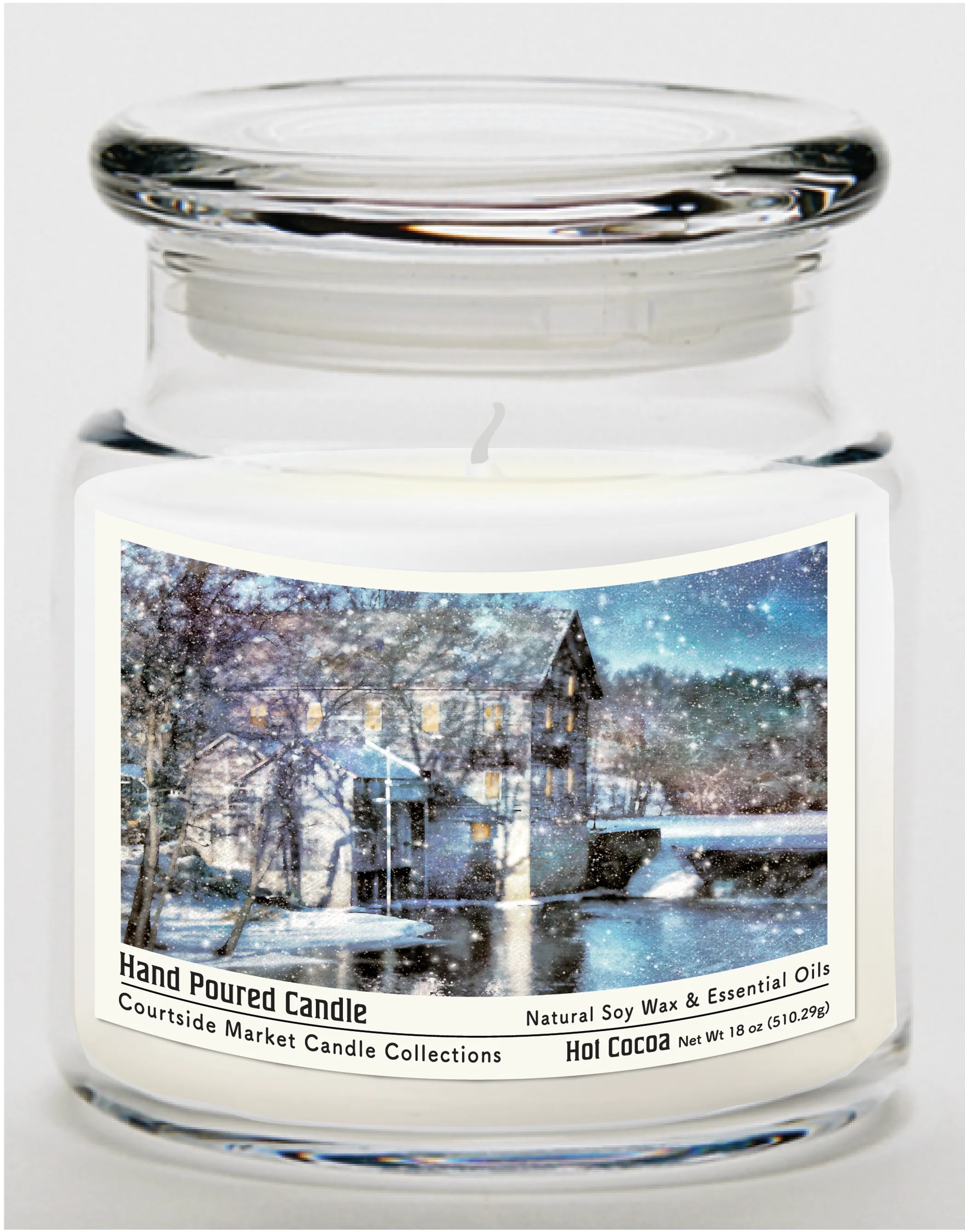 Winter Wonderland Hot Cocoa Scented Soy Candle in Glass Jar