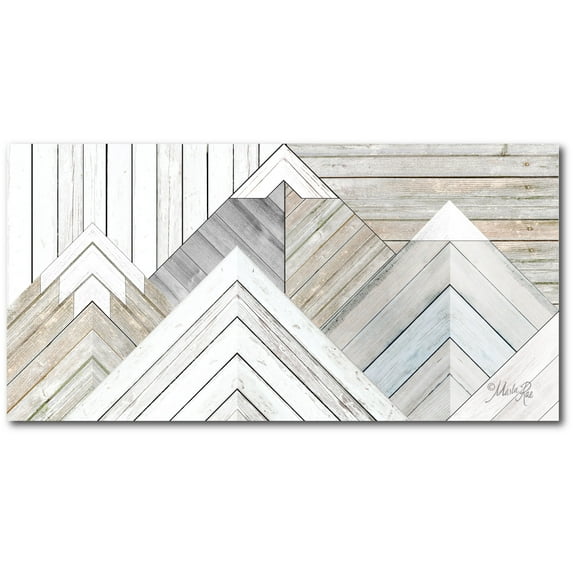 Courtside Market Wood Inlay in White III Gallery-Wrapped Canvas Wall Art, 12x24