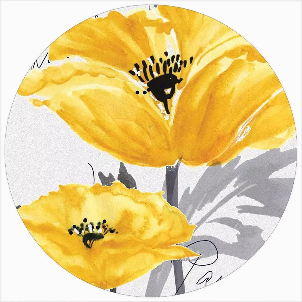 Courtside Market Yellow Poppy Round Metal Tin Sign Rustic Wreath Sign