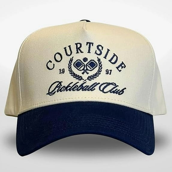 Courtside Pickleball Club Hat, embroidered sporty cap with classic paddle design, adjustable dad hat for men and women, perfect for pickleball players, active lifestyle and casual fashion