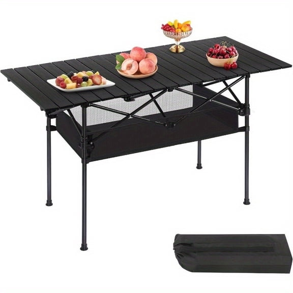 Courtyard BBQ Large Capacity Storage Table, Camping Table, Outdoor Folding Portable Table, Folding Storage Table with Portable Bag, Aluminum Folding Table