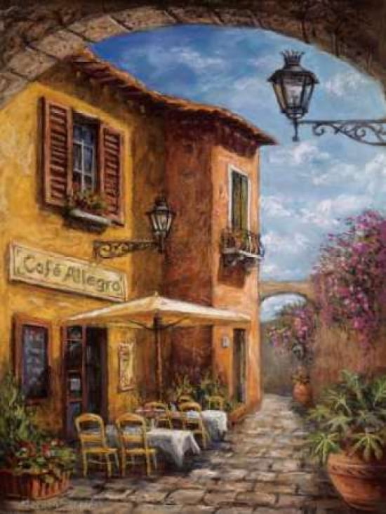 Courtyard Cafe Canvas Art - Malcolm Surridge (18 x 24)