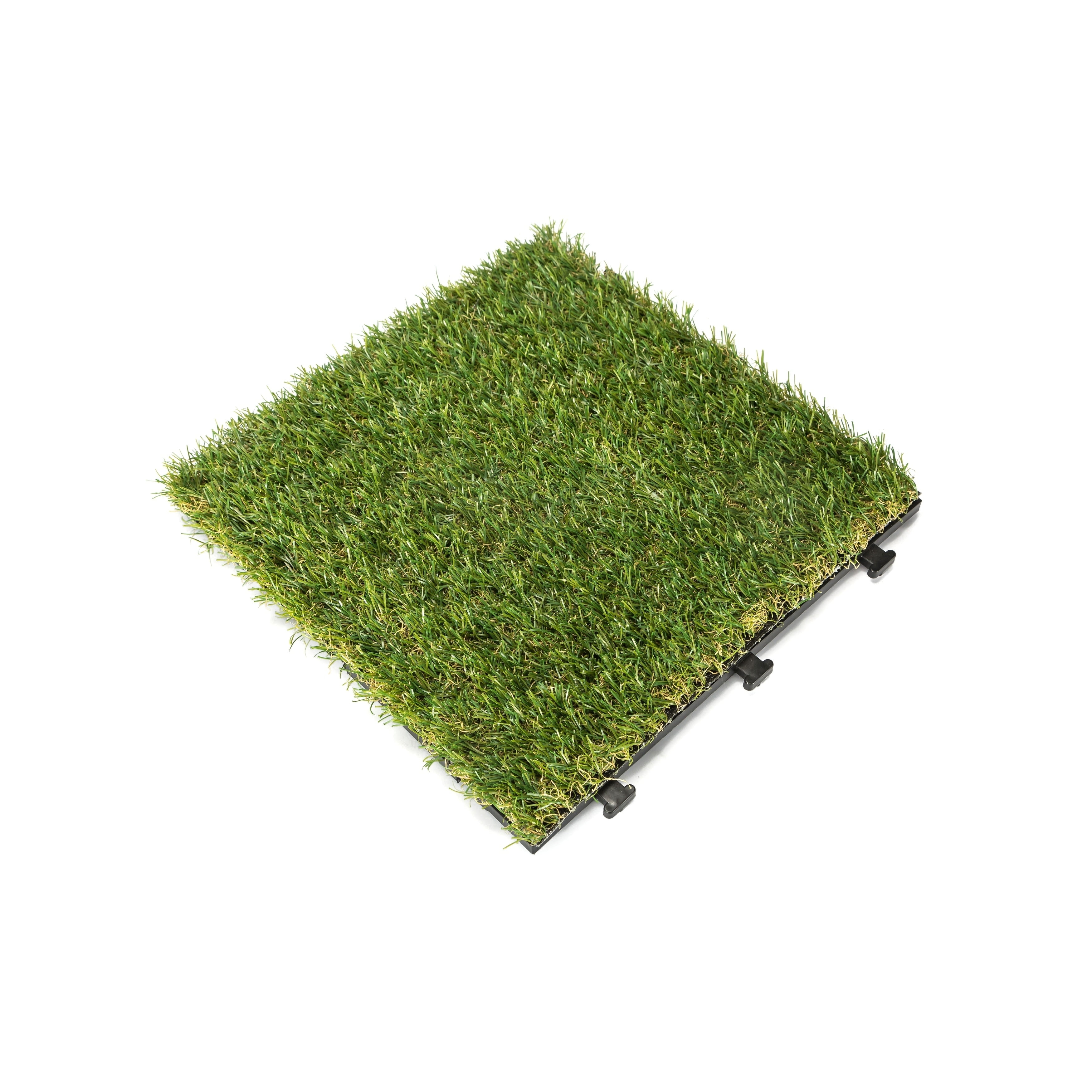 12" x 12" Green Plastic Interlocking Artificial Grass Deck Tile