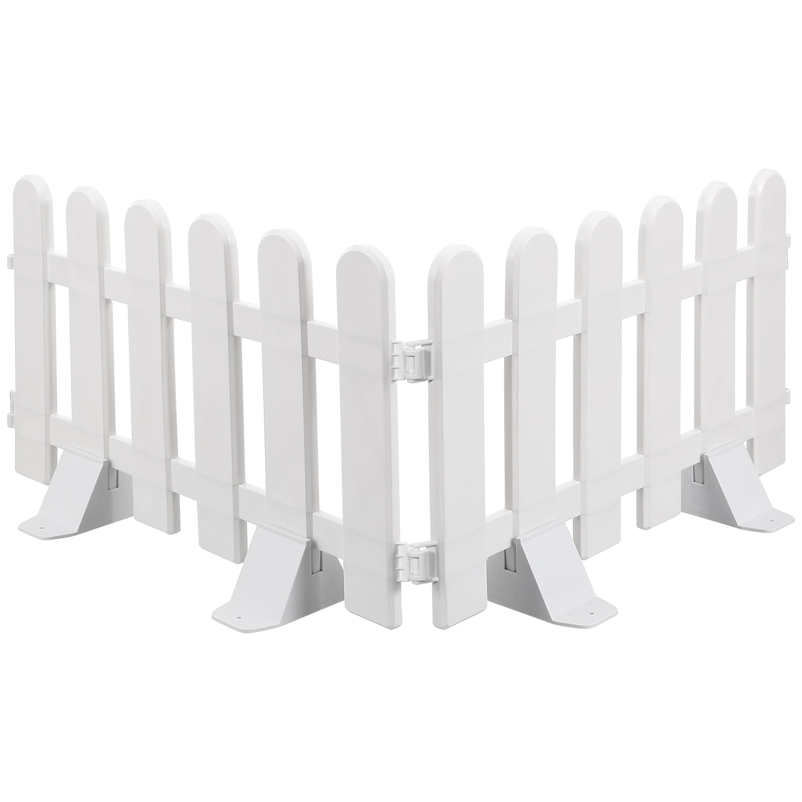 TOYMYTOY 2Pcs White Plastic Picket Fence Garden Barrier Decorative Yard Landscape Edging