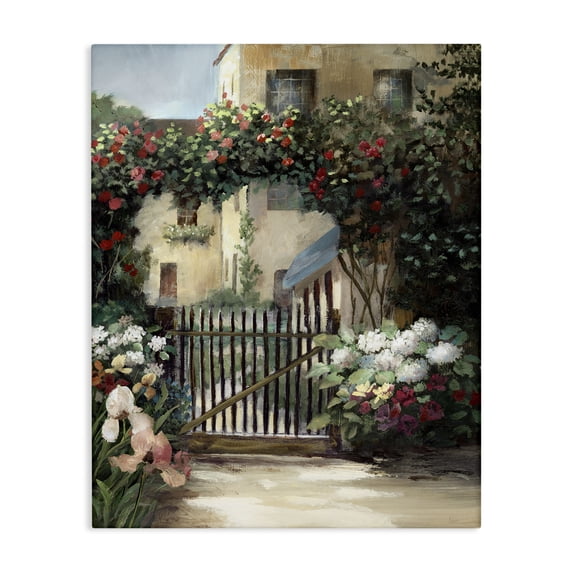 Stupell Industries Courtyard Gate with Florals Canvas Wall Art, design by Nan, 48 x 36