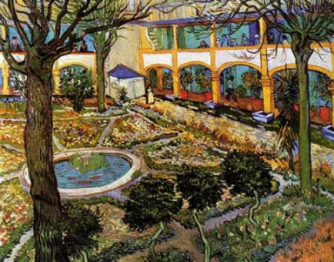 Courtyard Hospital Arles Canvas Art - Vincent Van Gogh (22 x 28)