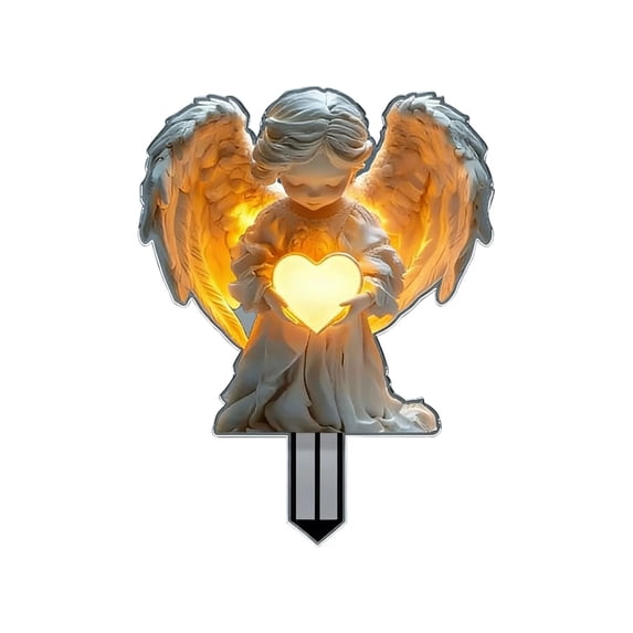 Courtyard Stake ,Angel Heart Garden Acrylic Stake Decor with Sturdy Material,Weatherproof Design,Praying Acrylic Decor for Pathway Lawn Backyard Porch Farmhouse Farm Plant Pot Decoration