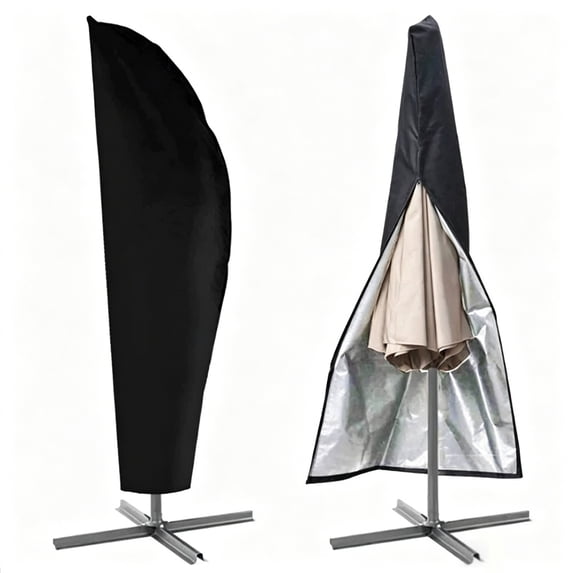 Courtyard Umbrella Cover, Waterproof Sunshade Outdoor Banana Umbrella Protective Cover, Black