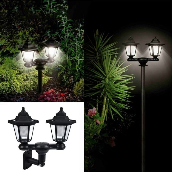 Courtyard Wall Lamp​ Dual Hexagon Black Fixture Symmetrical Design Transparent Glass LED Panels Built-In Wall Mounting Bracket Modern Outdoor Lighting