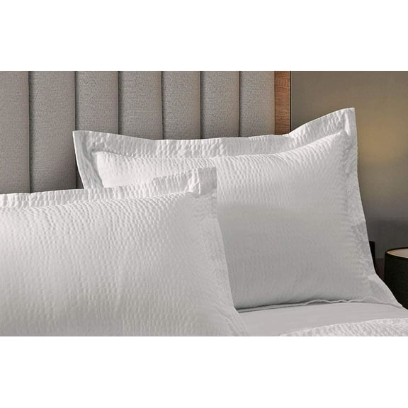 Courtyard by Textured Pillow Sham - 1 Decorative Pillow Sham with Wash-Activated Ripple Texture Exclusively for Courtyard - White (King)