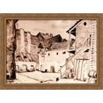 thumbnail image 1 of Courtyard in Palanga 38x28 Large Gold Ornate Wood Framed Canvas Art by Mstislav Dobuzhinsky, 1 of 2