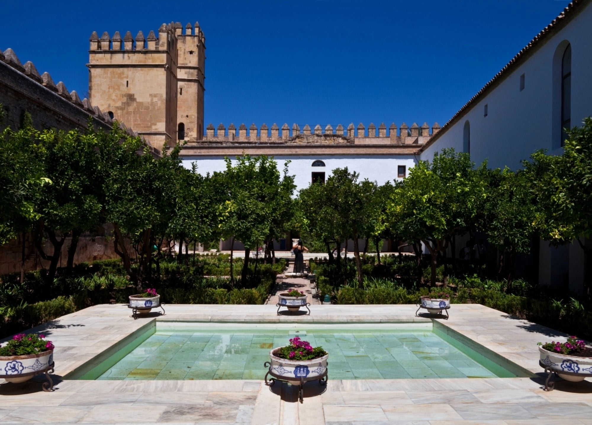 Courtyard in the Castle Alcazar de los Reyes Cristianos Cordoba City Province of Cordoba Andalucia Spain Canvas Art - Panoramic Images (20 x 27)