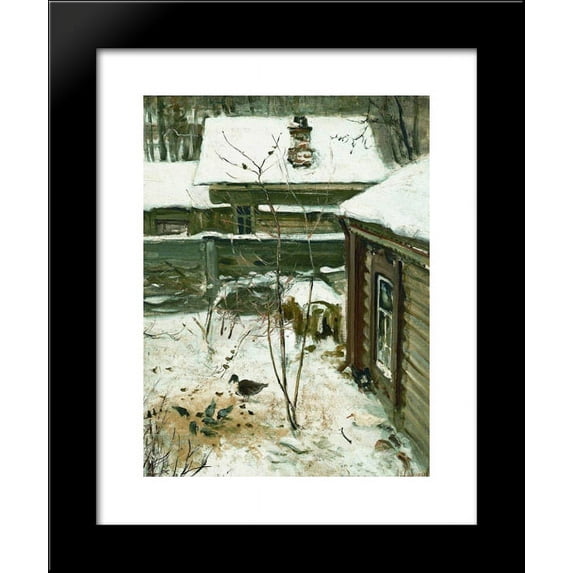 Courtyard. Winter. 20x24 Framed Art Print by Aleksey Savrasov