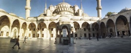 Courtyard of Blue Mosque in Istanbul Turkey Canvas Art - Panoramic Images (30 x 13)