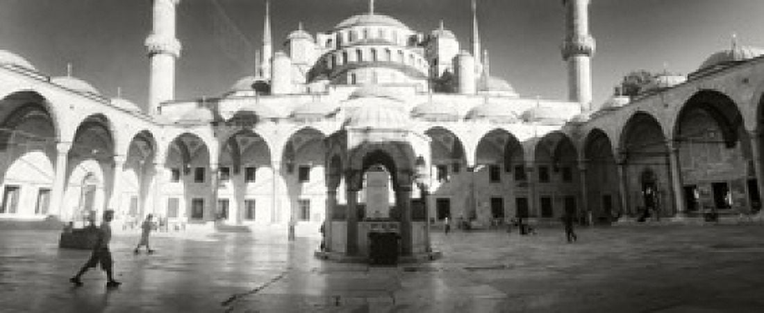 Courtyard of Blue Mosque in Istanbul Turkey Canvas Art - Panoramic Images (30 x 13)