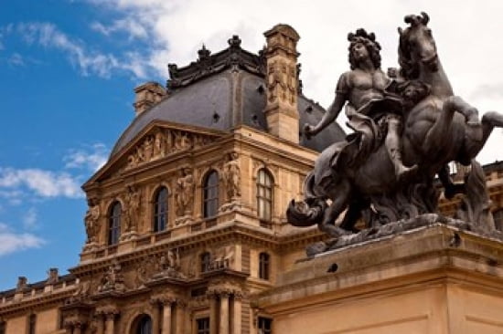Courtyard of Musee du Louvre Paris France Canvas Art - Brian Jannsen DanitaDelimont (26 x 18)