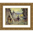 thumbnail image 1 of Couse, Eanger Irving 24x19 Gold Ornate Wood Framed with Double Matting Museum Art Print Titled - Indian Camp, 1 of 4