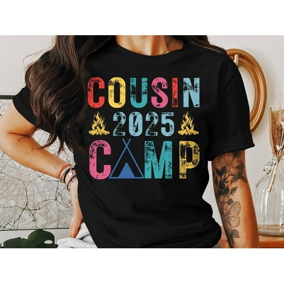 Cousin Camp 2025 T-shirt, Family Vacation Summer Camping Crew T-shirt, Matching Cousins Trip T-shirt, Cousin Camp T-shirt.