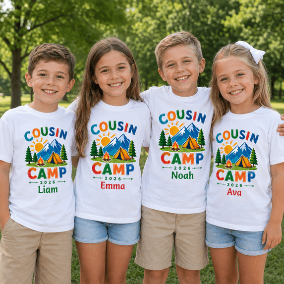 Cousin Camp Shirt, Personalized Matching Family Shirts, Custom Cousin Name Outfit, Family Reunion Shirt, Summer Camp Vacation Gift for Cousins